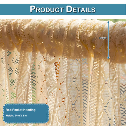 1 Panel Vintage Tassels Boho Window Short Curtains
