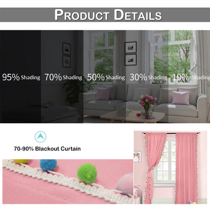 Pom Pom Blackout Curtains, 1 Panel, Pink, 132*160cm/132*213cm/132*243cm