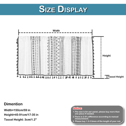 1 Panel Boho Tassel Kitchen Short Curtains Decor