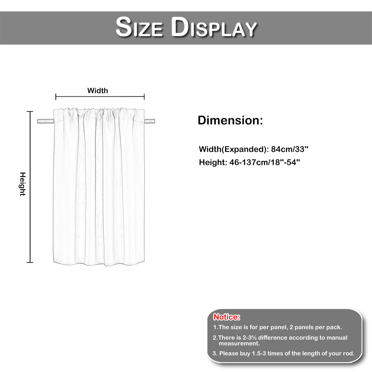2 Panel Blackout Privacy Short Small Curtains