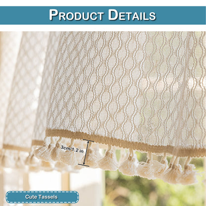Quasten Kurze Vorhänge Cafe Voile Vorhänge Vintage Boho Küche Dekor 1 Panel
