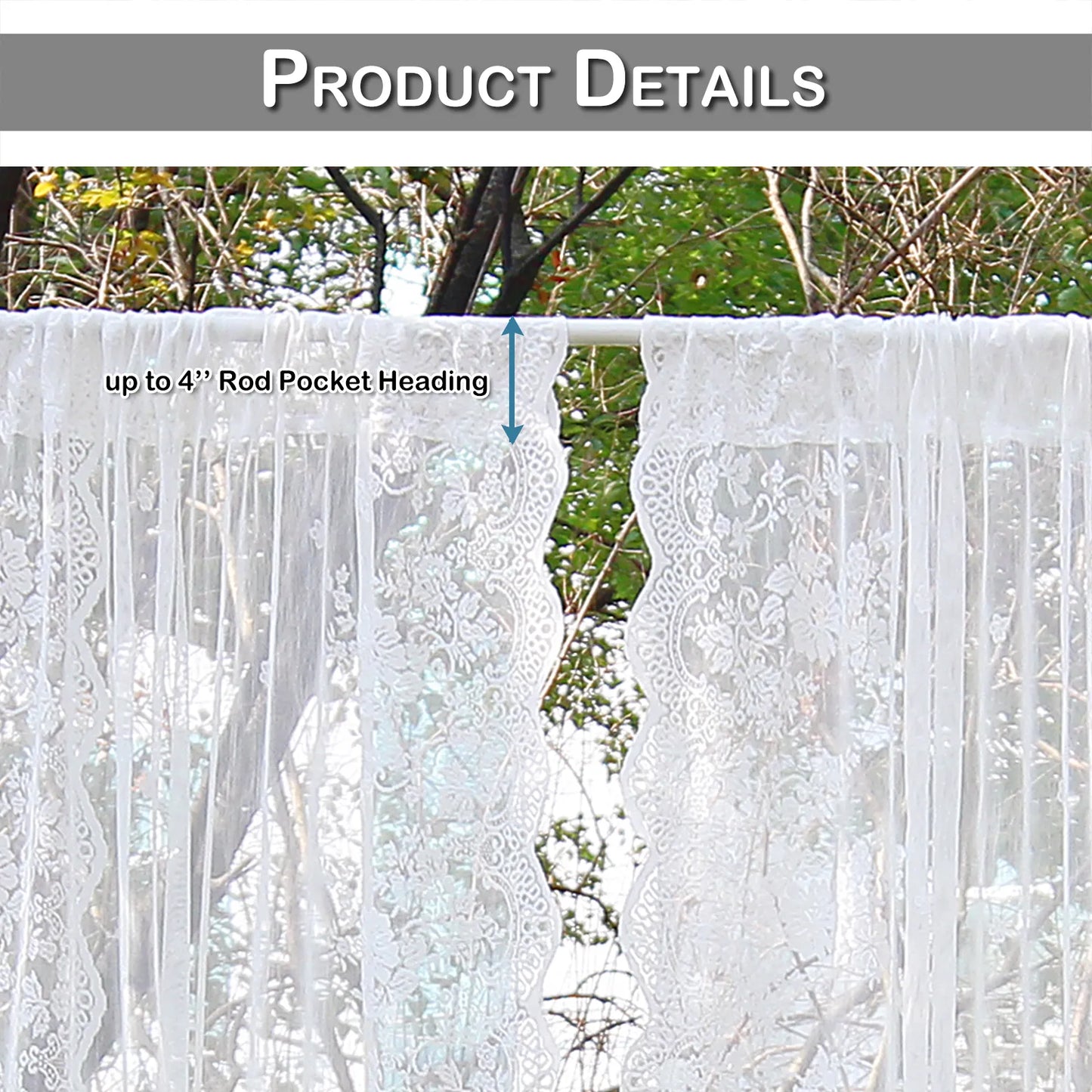 2 Panel Floral Patio Lace Sheer Curtains Decor