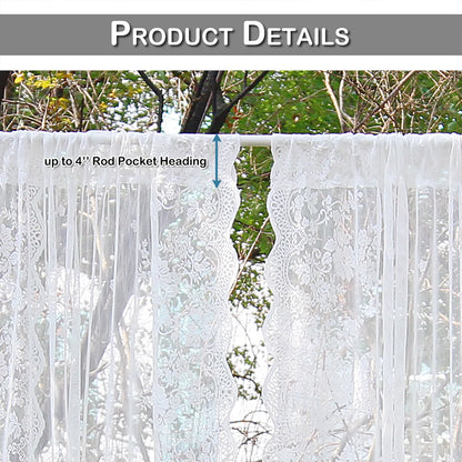 2 Panel Floral Patio Lace Sheer Curtains Decor