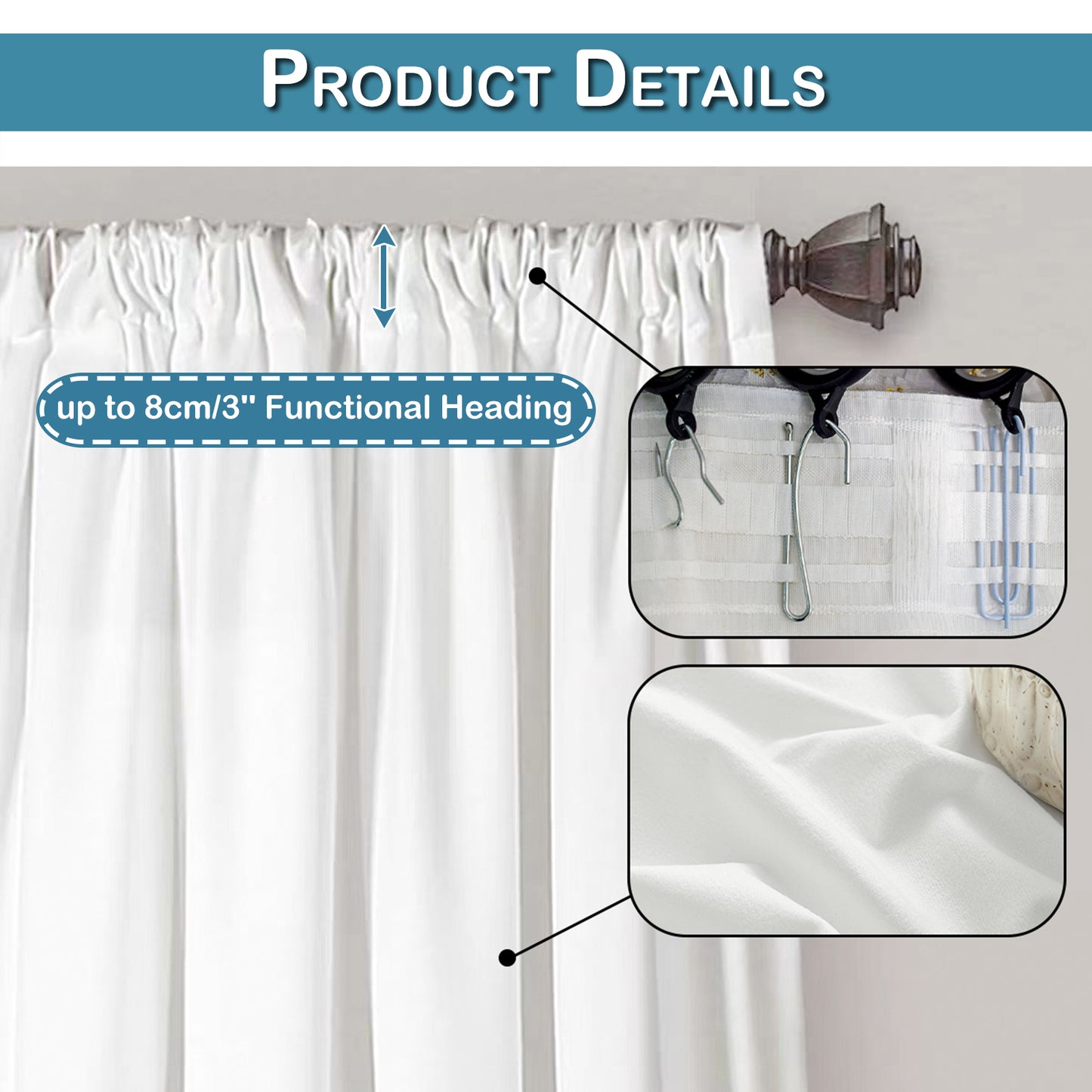 1 Panel Boho Ruffle Curtains White
