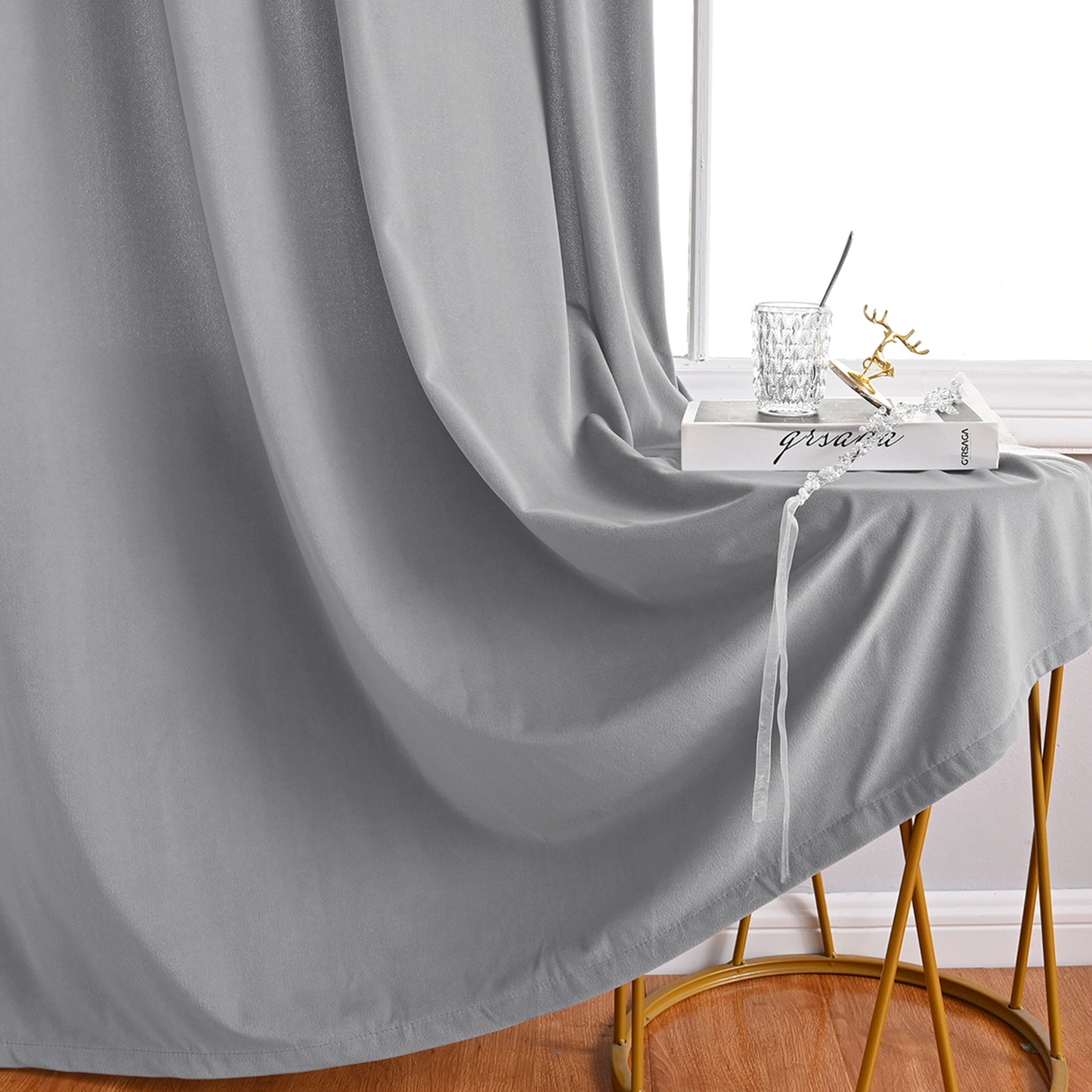 Frosted Fleece Curtains, 1 Panel, Gray, 132*164cm/132*214cm/132*241cm