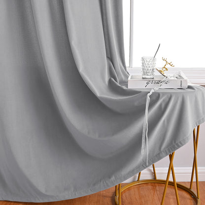 Frosted Fleece Curtains, 1 Panel, Gray, 132*164cm/132*214cm/132*241cm