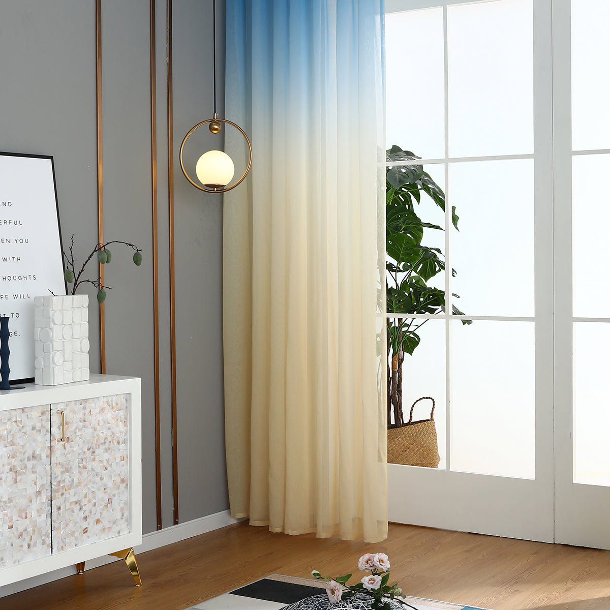 Gradient Sheer Curtains, 1 Panel, Blue, 100*250cm/140*260cm