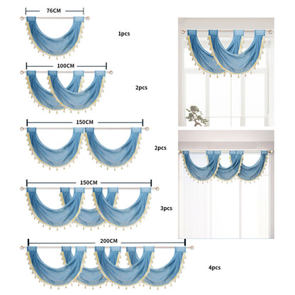 Rideaux à volants Swag Valance Drops, 1 panneau, bleu, 76 x 60 cm