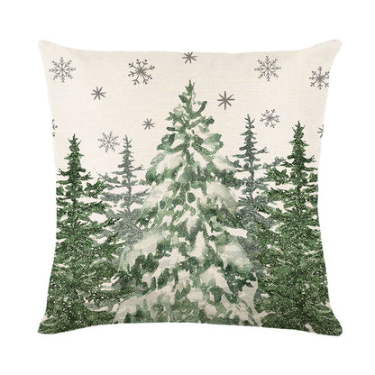 4er-Set Weihnachts-Kissenbezüge aus Leinen – Softe Dekokissen für Sofa und Bett (45×45 cm)