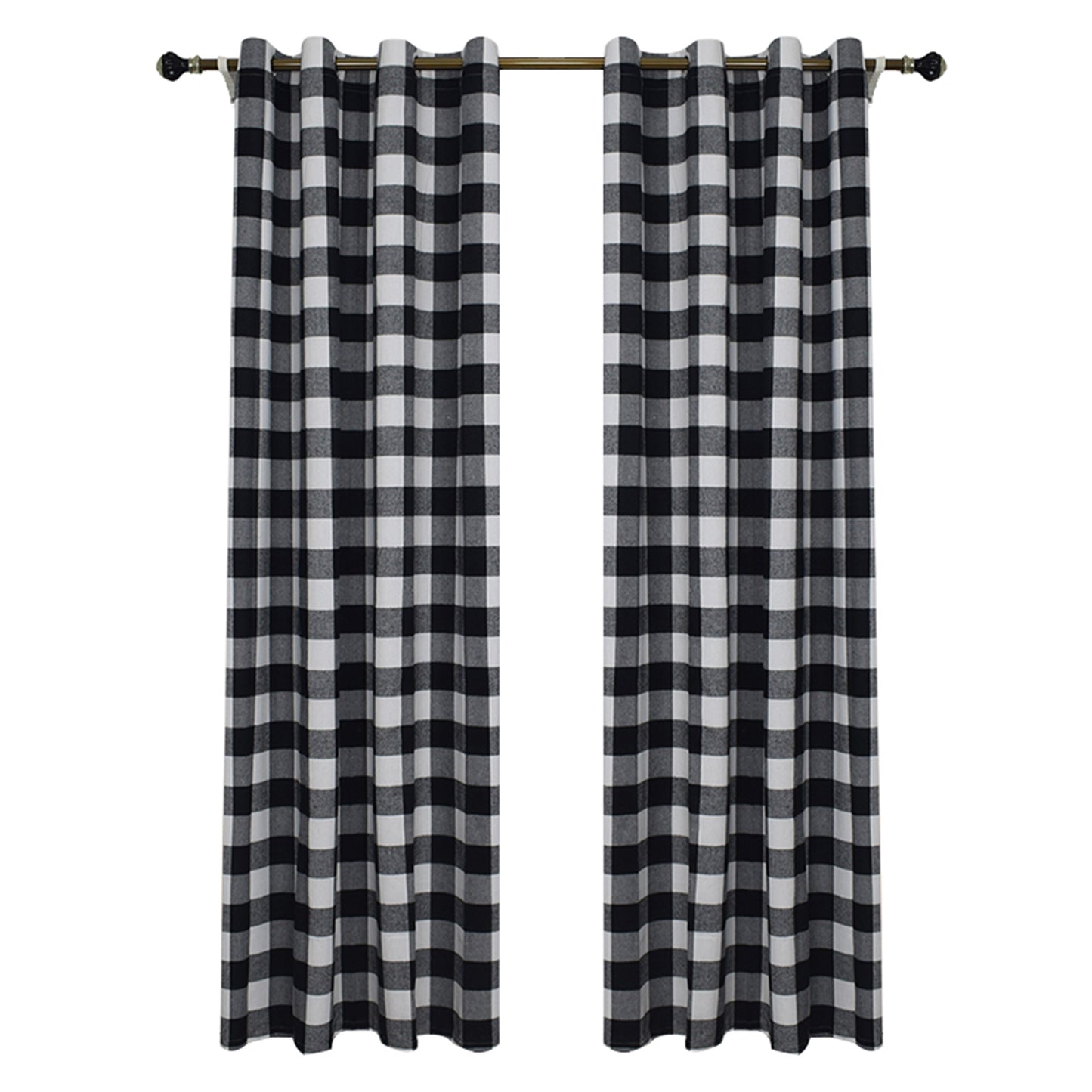 Christmas Plaid Curtains, 1 Panel, Black, 132*160cm/132*213cm/132*244cm