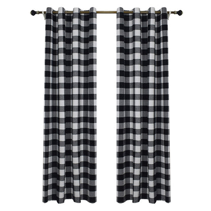 Christmas Plaid Curtains, 1 Panel, Black, 132*160cm/132*213cm/132*244cm