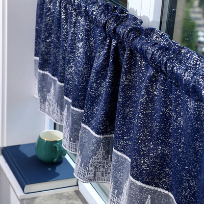 Stamping Lace Blackout Curtains, 1 Panel, Navy Blue, 132x45cm/132x60cm