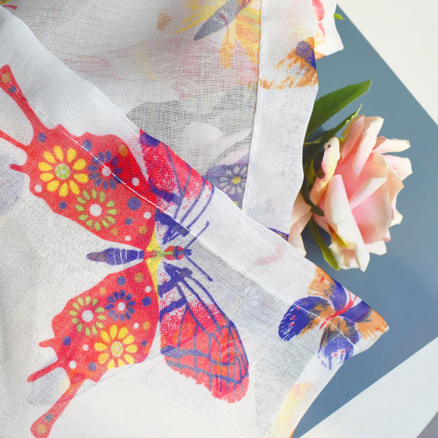 Butterfly Short Curtains, 1 Panel, White, 132*46cm/132*61cm/132*76cm/132*91cm