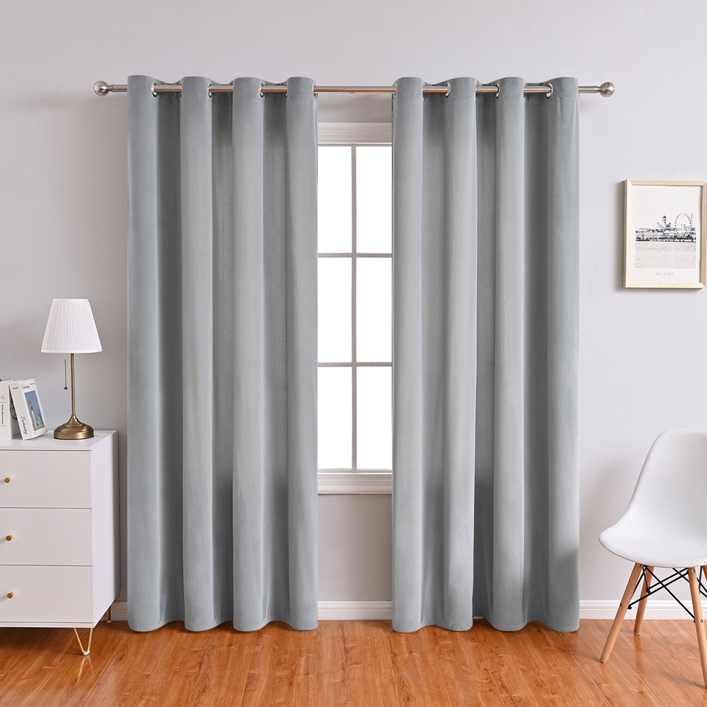 Frosted Fleece Curtains, 1 Panel, Gray, 132*164cm/132*214cm/132*241cm
