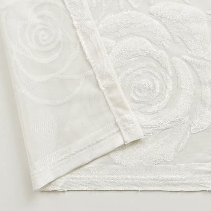 Rideaux transparents floqués à motif de roses, 1 panneau, blanc, 100 x 200 cm/100 x 250 cm/140 x 260 cm