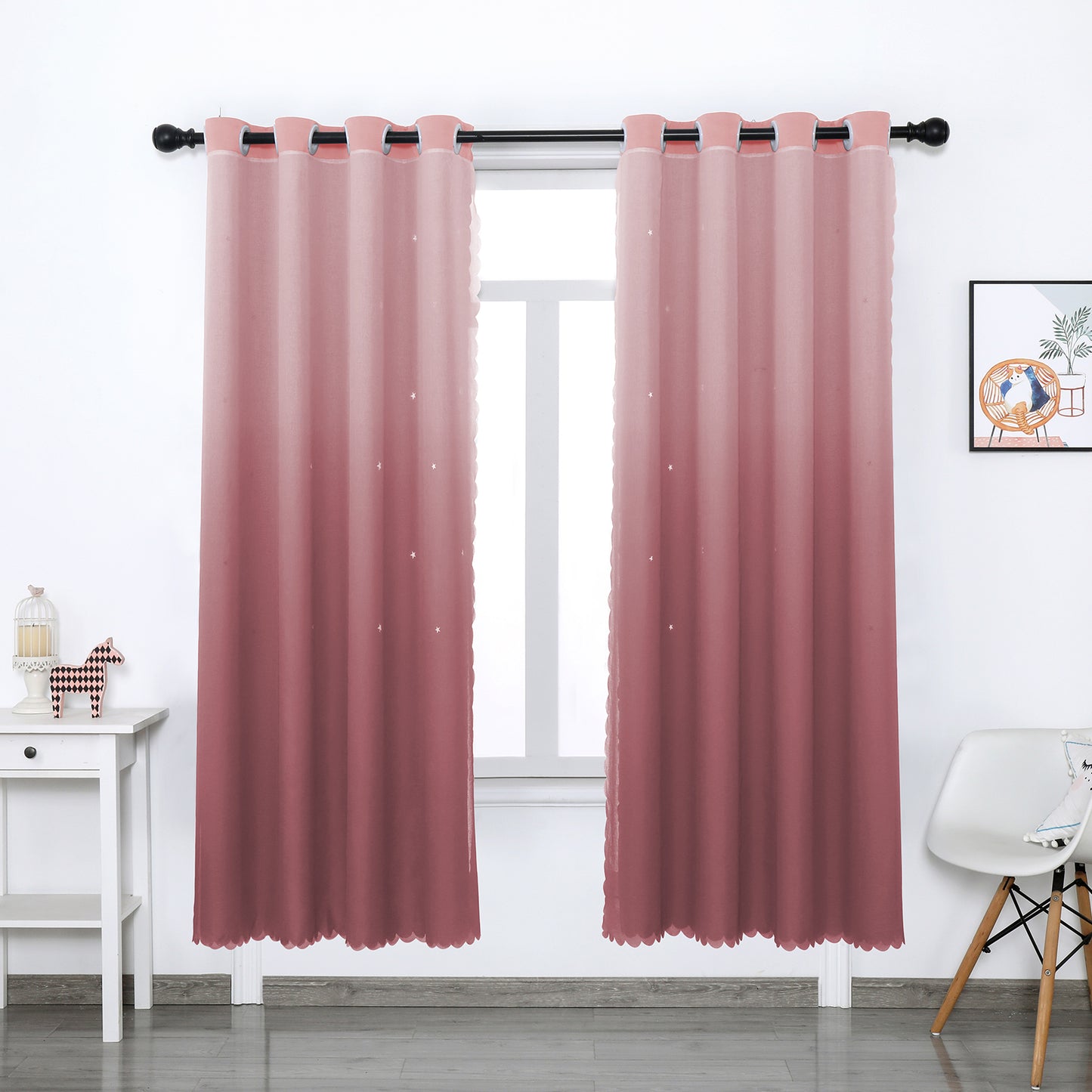 Rideaux occultants double épaisseur, 1 panneau, rose, 132 x 160 cm/132 x 213 cm/132 x 243 cm