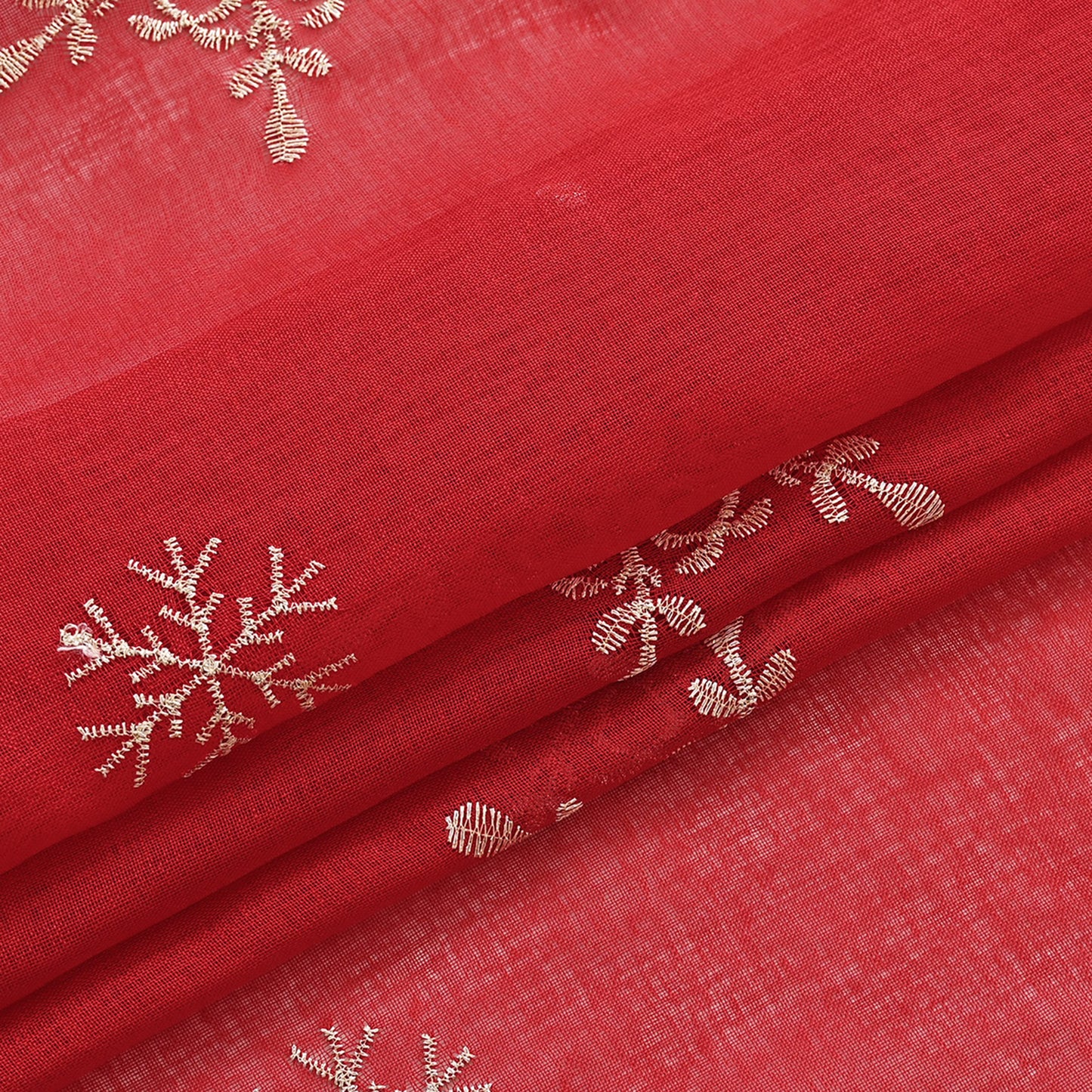 Christmas Embroidery Snowflake Sheer Curtains, 1 Panel, Red, 100*200cm/100*250cm/140*260cm