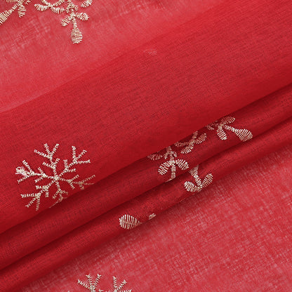 Christmas Embroidery Snowflake Sheer Curtains, 1 Panel, Red, 100*200cm/100*250cm/140*260cm