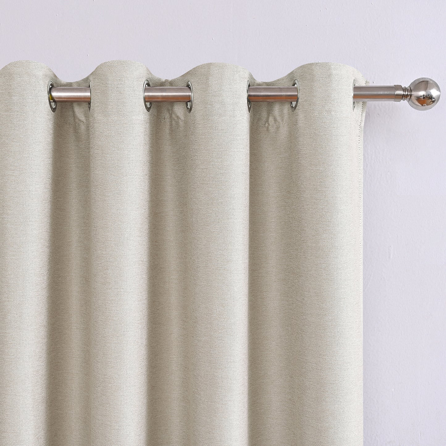 Linen Solid Curtains, 1 Panel, Beige, 132x160cm/132x213cm/132x241cm