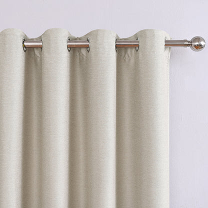 Linen Solid Curtains, 1 Panel, Beige, 132x160cm/132x213cm/132x241cm