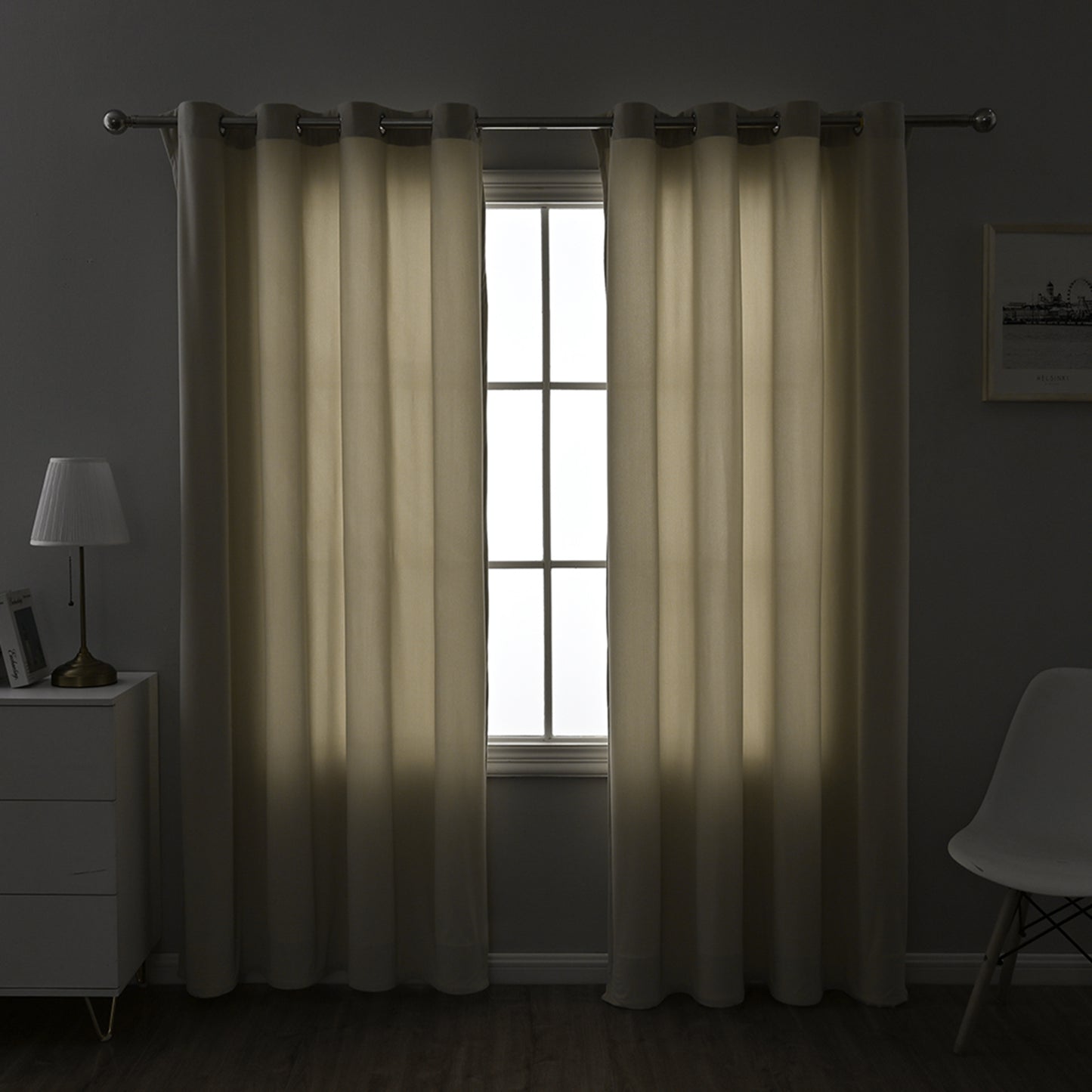 Frosted Fleece Curtains, 1 Panel, Beige, 132*164cm/132*214cm/132*241cm