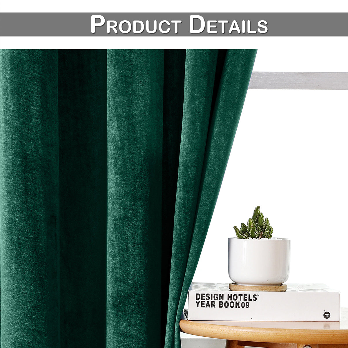 Velvet Curtains, 1 Panel, Green, 132*164cm/132*214cm/132*244cm