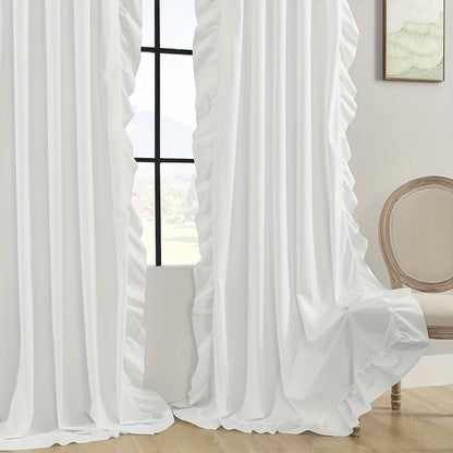 1 Panel Boho Flounce Ruffle Window Sheer Curtain