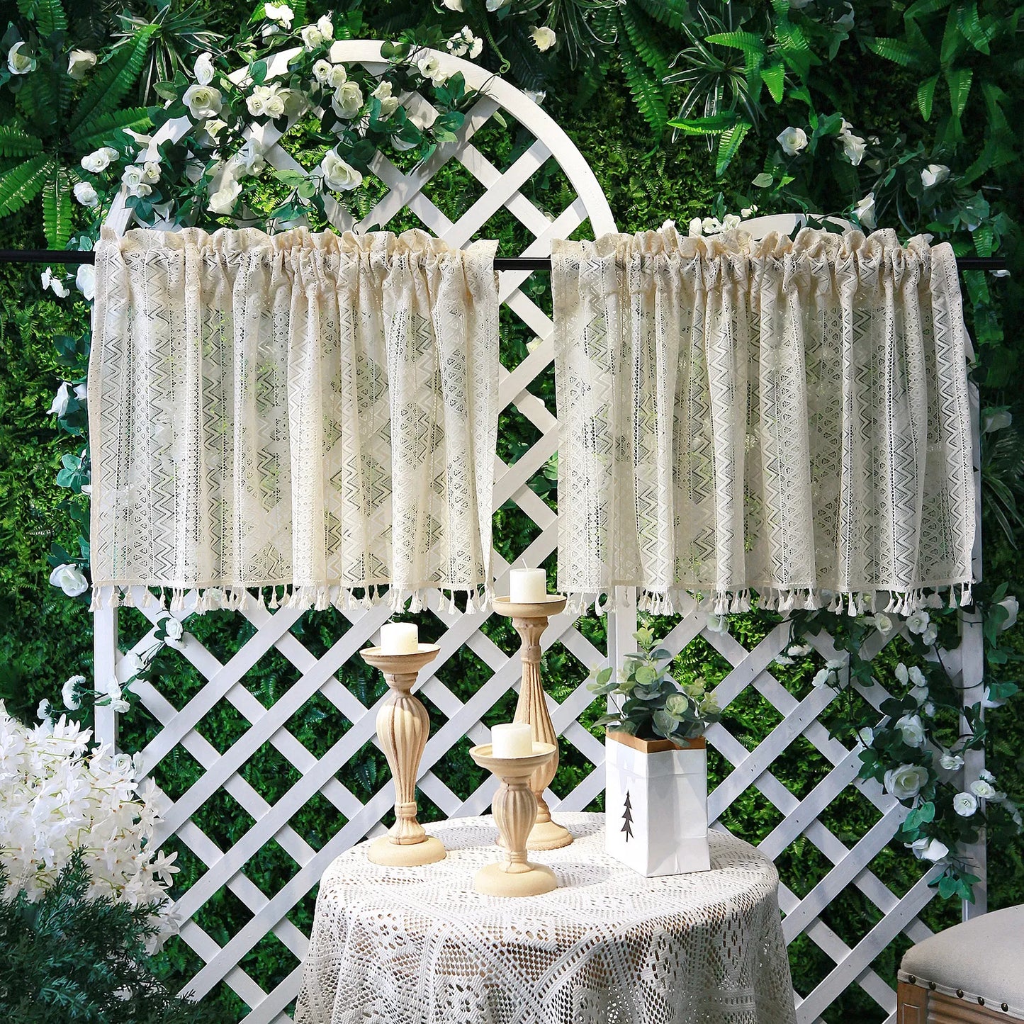 1 Panel Vintage Tassels Boho Window Sheer Curtains