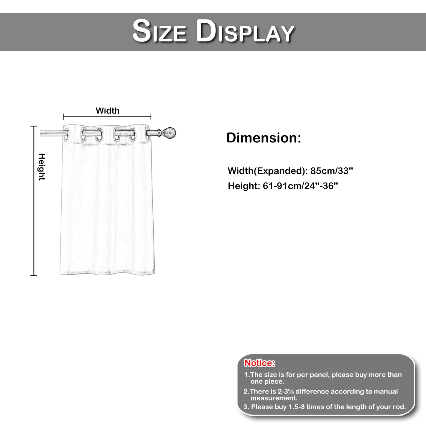 1 Panel High-precision Blackout Short Kitchen Curtains