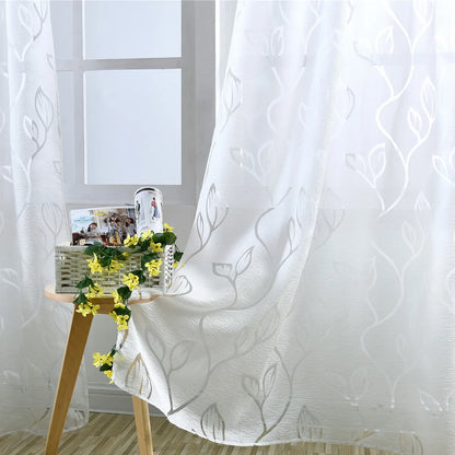 1 Panel Leaves Window Curtain Living Room Decor