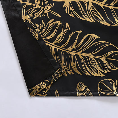 Gold Stamping Feather Curtains, 1 Panel, Black, 100*130cm/100*250cm