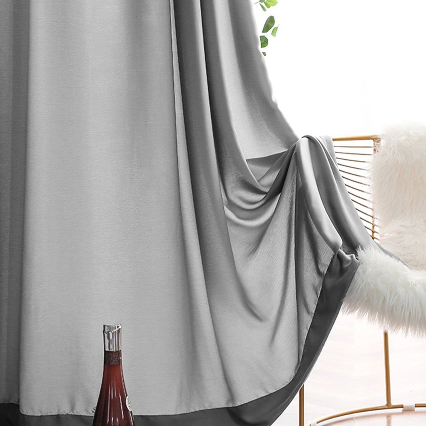 Rideaux transparents en mousseline de soie, 1 panneau, gris clair, 140 x 265 cm