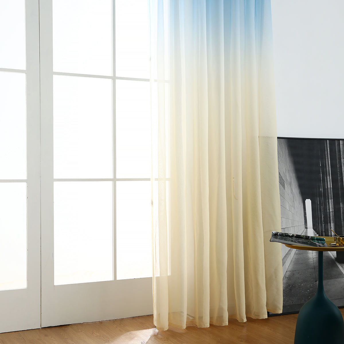 Gradient Sheer Curtains, 1 Panel, Blue, 100*250cm/140*260cm