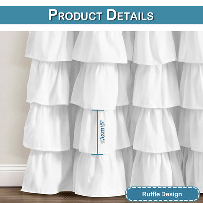 1 Panel Boho Ruffle Curtains White