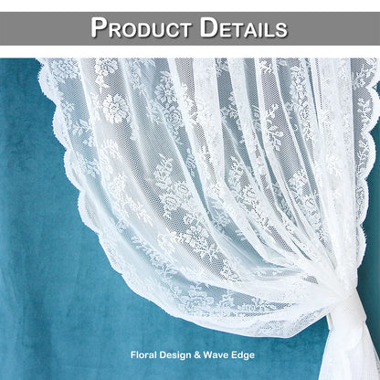 Voile Vorhänge Floral Spitze Sheer Vorhang Slot Top Tür Screening Picknick Decor