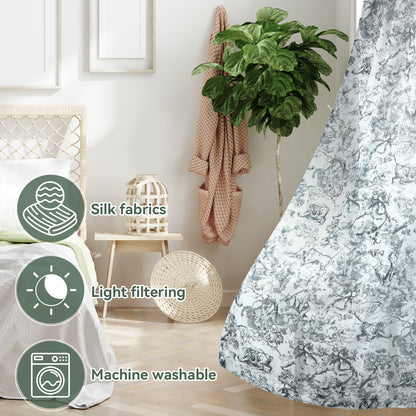 Jungle Motif Transparent Curtain Grey