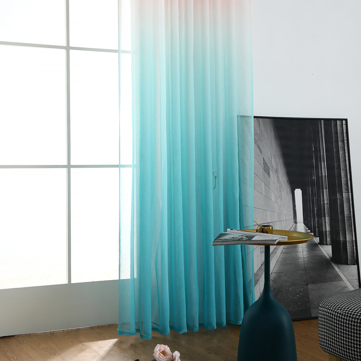 Gradient Sheer Curtains, 1 Panel, Pink-Blue, 100*250cm/140*260cm
