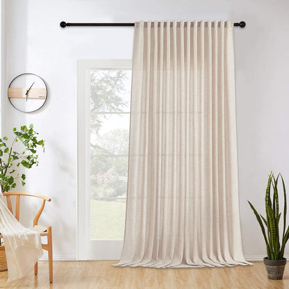 Rideau vintage aspect lin extra large couleur naturelle 1 panneau