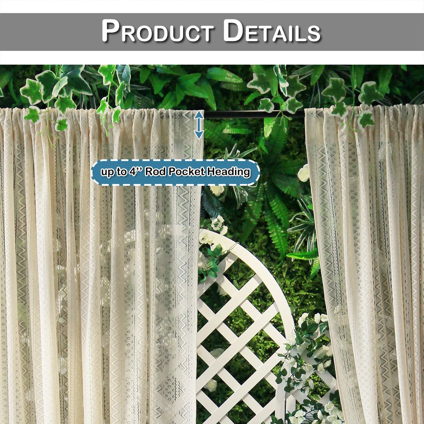 1 Panel Vintage Tassels Window Sheer Drapes