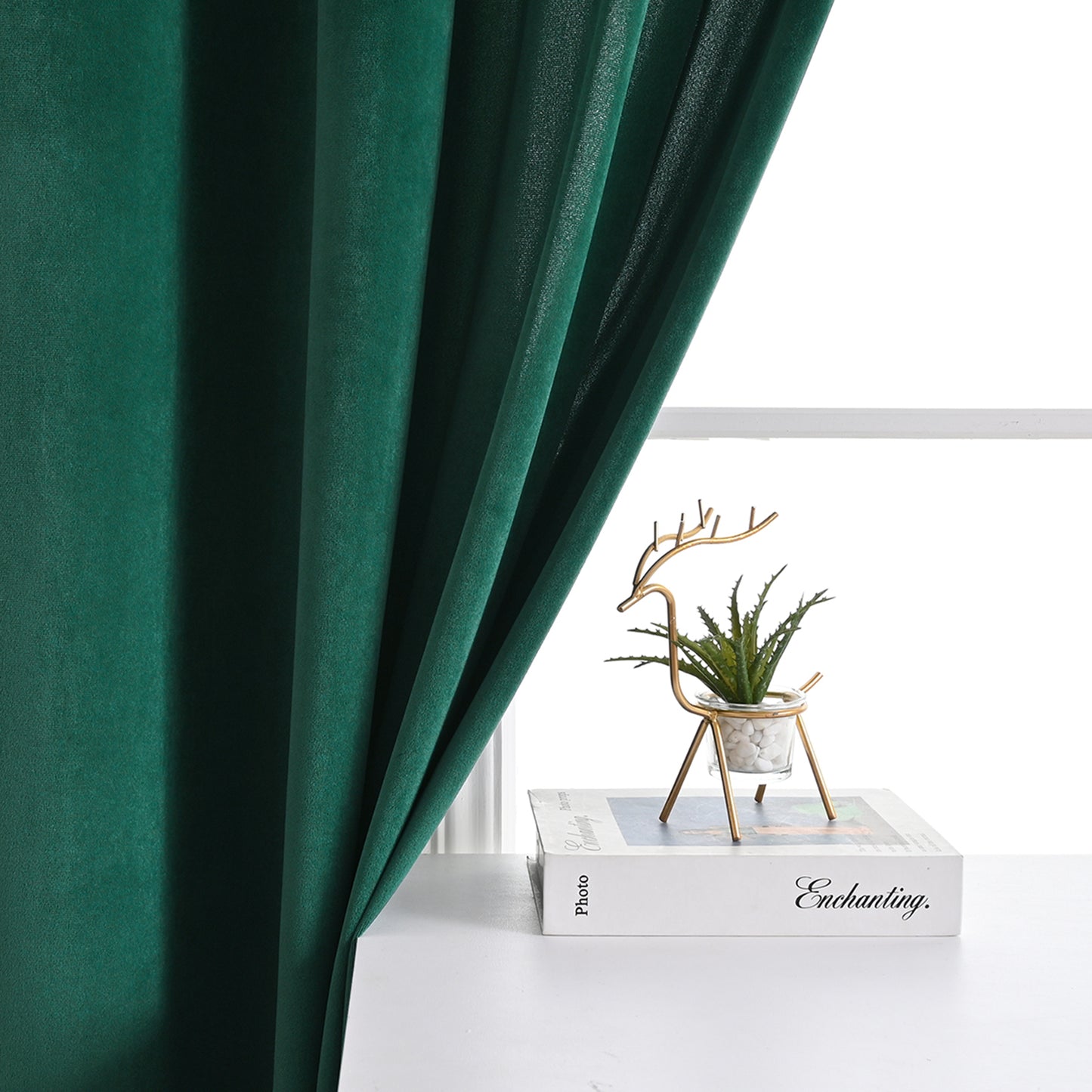 Frosted Fleece Curtains, 1 Panel, Green, 132*164cm/132*214cm/132*241cm