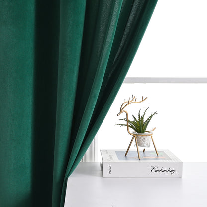 Frosted Fleece Curtains, 1 Panel, Green, 132*164cm/132*214cm/132*241cm