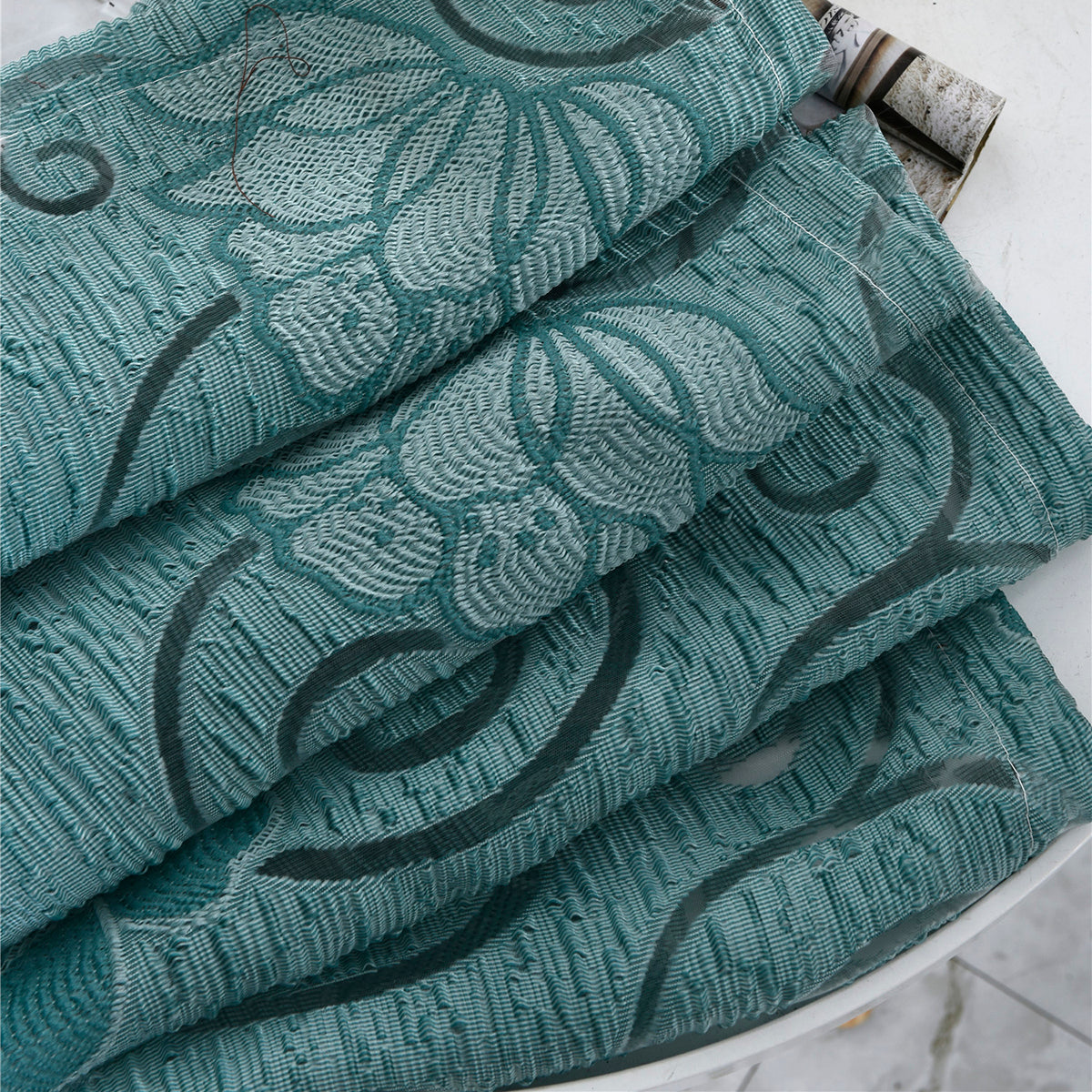 Seersucker Sheer Curtains, 1 Panel, Green, 100x130cm/100x200cm/100x250cm