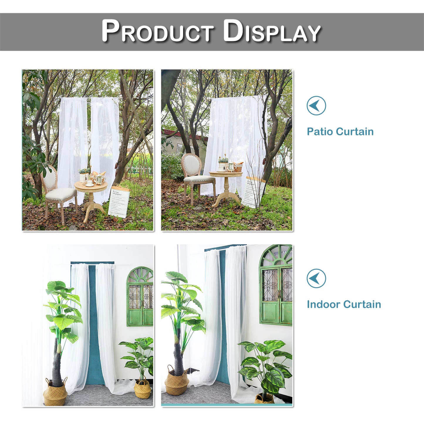 Screening Sheer Curtains, 1 Panel, White, 130x100cm/130x150cm/130x180cm/130x250cm