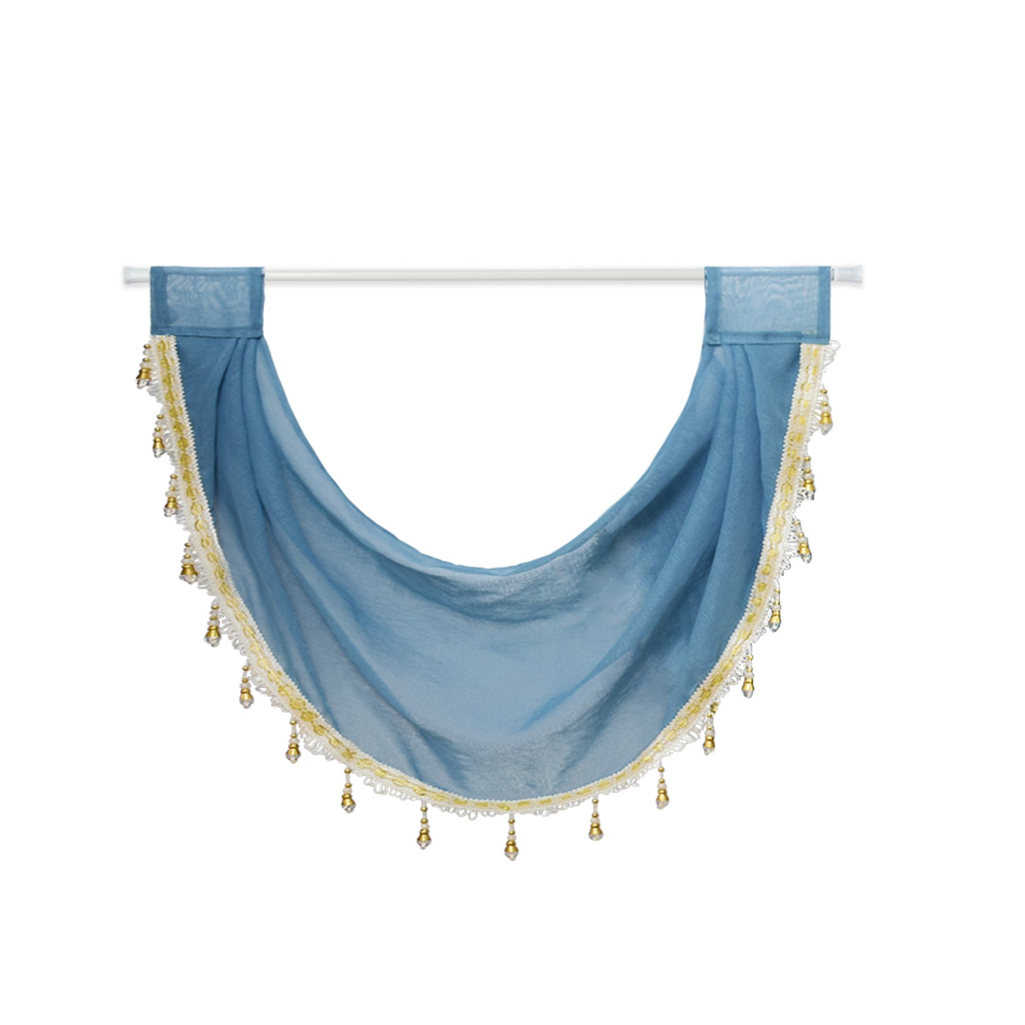 Rideaux à volants Swag Valance Drops, 1 panneau, bleu, 76 x 60 cm