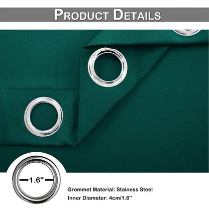 Silk Satin Curtains, 1 Panel, Green, 132*160cm/132*183cm/132*213cm