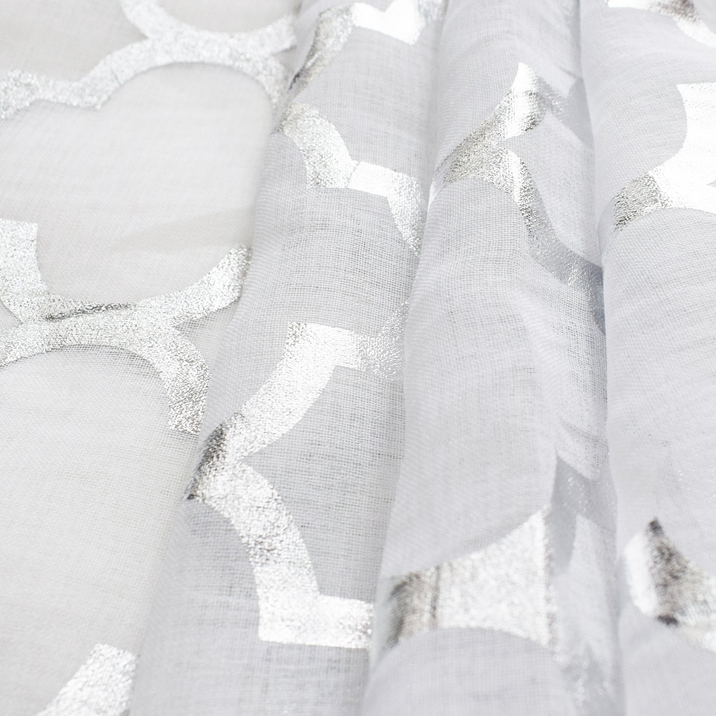 Rideaux transparents estampillés argent marocain, 1 panneau, blanc, 132x160cm/132x213cm/132x244cm