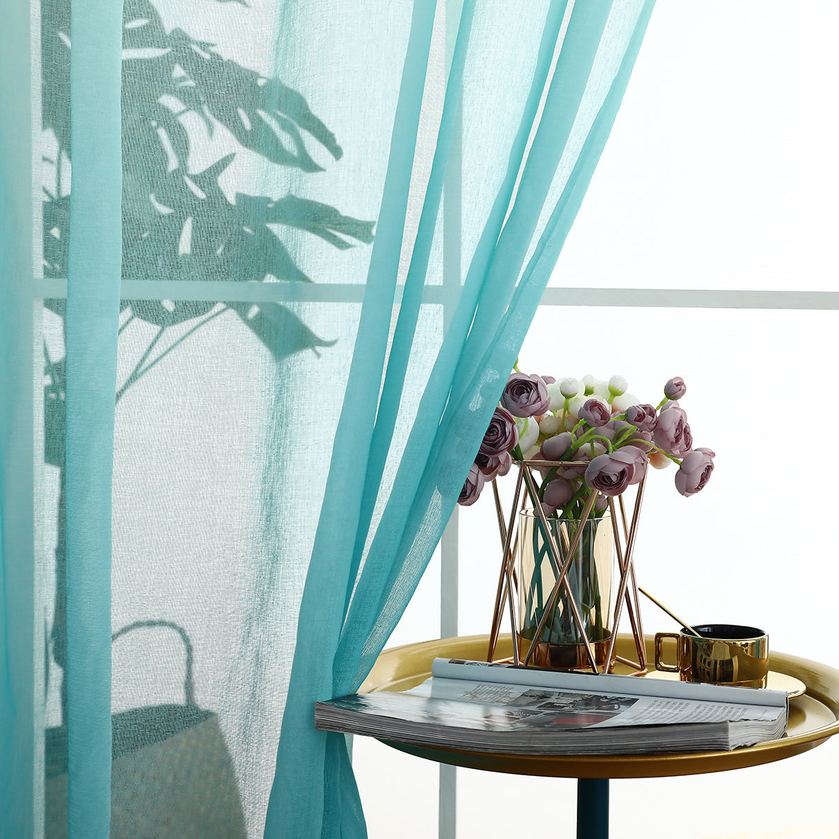 Gradient Sheer Curtains, 1 Panel, Pink-Blue, 100*250cm/140*260cm