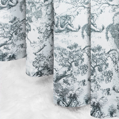Jungle Motif Transparent Curtain Grey