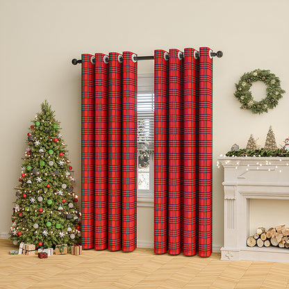 Rideau de Noël à carreaux · Rouge Vert · Style vintage