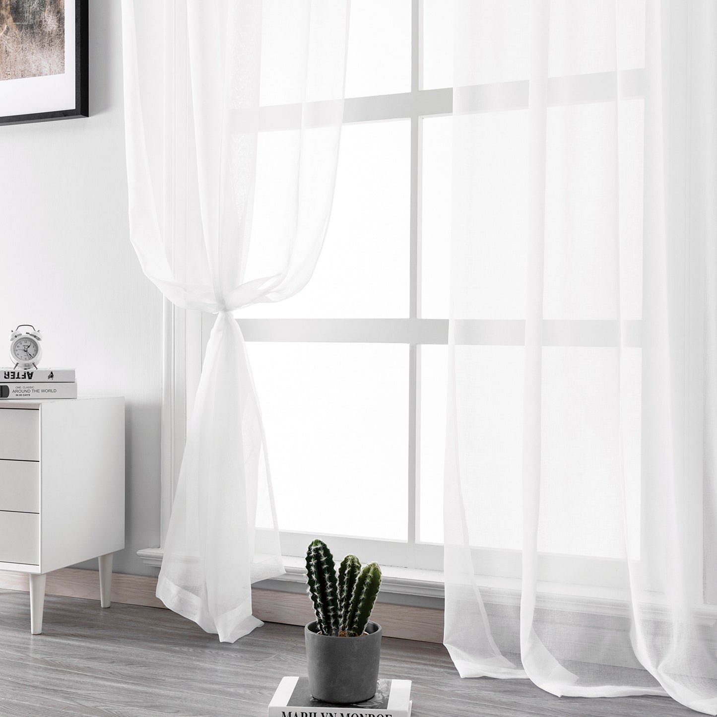 Transparent curtain in a set of 2 – white, light voile look